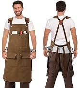 DILLMAN Woodworking Apron for Men Shop Apron Thick Canvas Work Apron with Tool Pockets