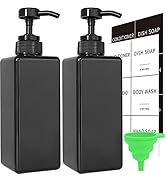 Black Soap Dispenser with Waterproof Labels, 16 oz Dish Soap Dispenser for Kitchen, Thickened Pla...