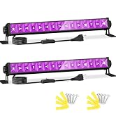 2 Pack LED 42W Black Lights, Blacklight Bars with Plug+Switch+6ft Cord, Light Up 24x24ftx4, Black...