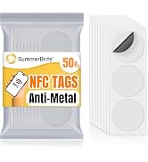 50Pcs NTAG215 NFC Tags Stickers, Anti-Metal Blank NFC Cards for TagMo, 504 Bytes Memory, Rewritab...