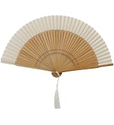 Tsnamay 14.96" Classical Folding Fans for Women Foldable,Bamboo Silk Folding Fans Hand Fan for Da...