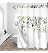 Gibelle No Hook Shower Curtain with Snap-in Fabric Liner Set for Bathroom, Hotel Style Sage Green...