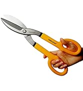 TOOLMAK Tin Snips 12 Inch Straight Pattern Tinners Snips with Comfort Grip Sheet Metal Cutting Sh...