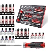 GEINXURN 62Pieces Ratcheting Screwdriver Set, 12-in-1 Multi-bit Magnetic Screwdriver, Quick-Load ...