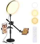 OUKMIC 10.5" Ring Light with Stand Full Screen Selfie Kit for Desk Laptop with Phone Holder and A...