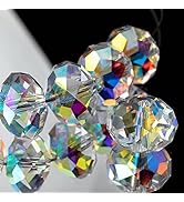 Dowarm 10MM Crystal Glass Beads for Jewelry Making, Briolette Rondelle Crystal Beads for Crafts W...
