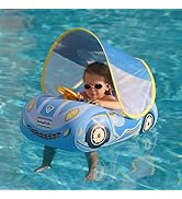 Swimbobo Toddler Pool Float Inflatable Car Baby Swim Float with Adjustable Sun Canopy and Safety ...