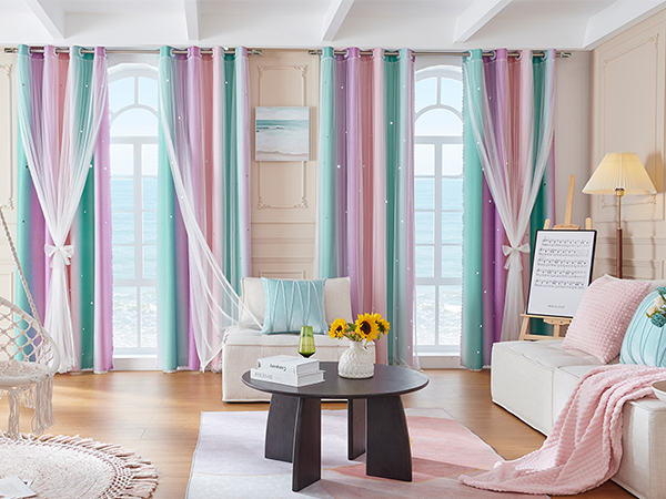 pink purple curtains