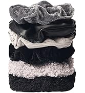 TUCEWP Scrunchies for Women 6Pcs Black Grey Velvet Scrunchies for Thick Thin Hair Ultra Textured ...