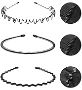 KELUBATU 3 Pack Metal Headbands (Zigzag hair bands, Spring Circle, 0.3cm wave) Adjustable Unisex ...