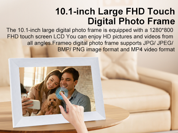 frameo white wifi digital picture frame 10.1 inch smart electronic load from phone for photos