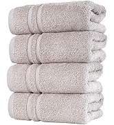 Hammam Linen Ice Silver Hand Towels 4-Pack - 16 x 29 Turkish Cotton Premium Quality Soft and Abso...