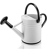 Cesun 1 Gallon Galvanized Metal Watering Can for Outdoor Plants (White and Black) – Decorative Fa...