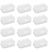 Rectangular Clear Plastic Box Containers (3.46" x 2.36" x 0.83 inch), 12 Pack Small Storage Boxes...