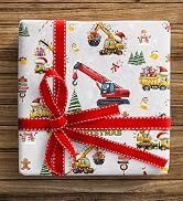 ZINTBIAL Construction Truck Christmas Wrapping Paper - Xmas Gift Wrap with Excavators, Santa,Tree...