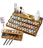 Bougimal Wooden Organizer Rack for Paint by Numbers – Storage 78 Pots & 35 Brushes, Paint by Numb...