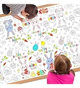 Childom 1 Pack Easter Coloring Tablecloth for Kids,Easter Crafts for Kids,54 x 108 Inch Disposabl...