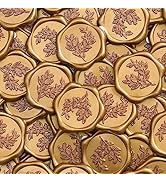 UNIQOOO Wax Seal Stickers - Wedding Invitation Envelope Seal Stickers, Self- Adhesive Antique Gol...