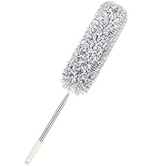 Microfiber Duster with Extension Pole 30 to 100'', Reusable,Extendable Duster with Stainless Stee...
