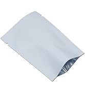 PABCK 200 Pieces White Metallic Mylar Foil Open Top Sealable Bags 2.4x3.5 inch (Inside Size 2x3.1...