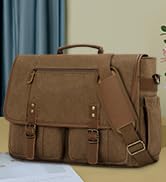 RAINSMORE Mens Messenger Bag 17-17.3 Inch Computer Laptop Bag Water-resistant Vintage Canvas Brie...