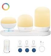 3-in-1 Rechargeable Night Light for Kids - Dimmable Bedside Lamp with Remote Control, Portable Ba...