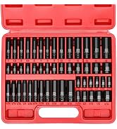 MIXPOWER 50 Pieces 1/4" Dr. Impact Socket Set, CR-V, 6 Point, SAE/Metric, 5/32 Inch - 9/16 Inch, ...