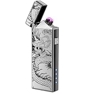 LcFun Electric Lighter USB Rechargeable Windproof Plasma Dual Arc Lighter, Flameless Cool Dragon ...