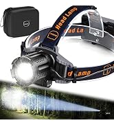 MIAOKE Led Headlamp, USB Rechargeable Headlamp 100000 Lumen Super Bright IPX5 Waterproof 4 Modes ...
