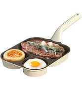JUSTUP Egg Frying Pan, 4-in-1 Nonstick Omelet Pan with Heat Resistant Handle, 4-Cup Breakfast Div...