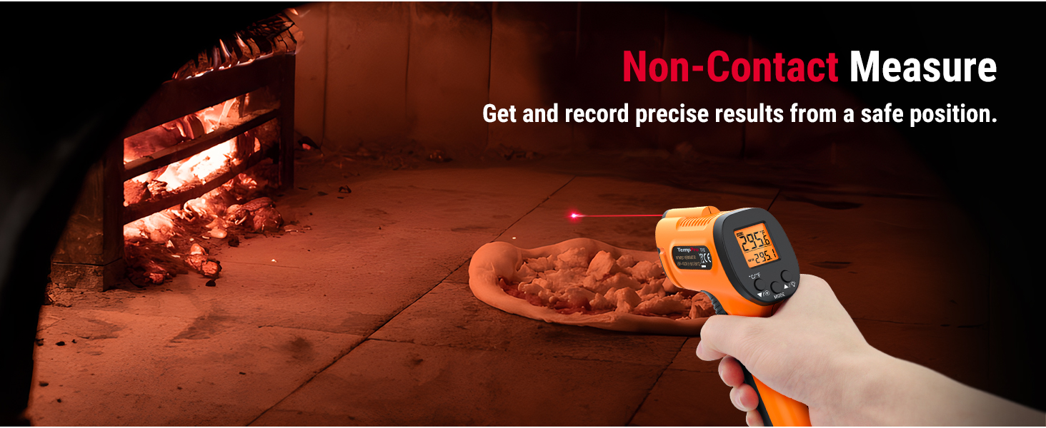 laser thermometer gun for oven, pizza oven, griddle, kitchen, surface temperatures