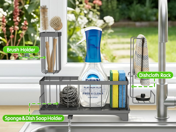 Self-Draining Sponge Holder for Kitchen Sink