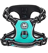 PoyPet No Pull Dog Harness with 4 Snap Buckles, Reflective with Front & Back 2 Leash Hooks and an...