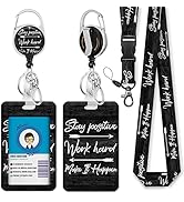 ID Badge Holder with Breakaway Lanyard, Inspirational Quote Lanyards for ID Badges Ajustable, Pos...