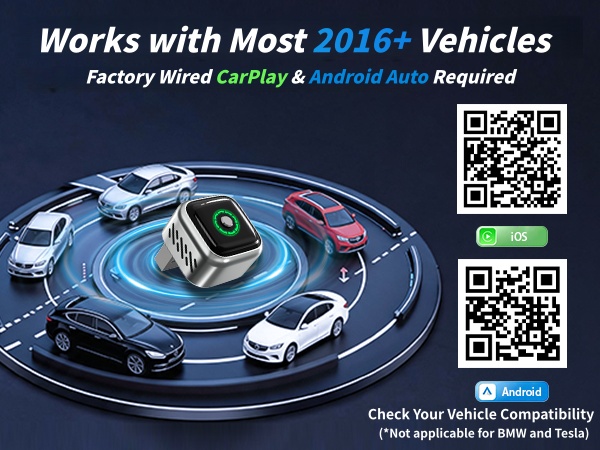 Wireless CarPlay adapter for 2016+ vehicles with wired CarPlay or Android Auto