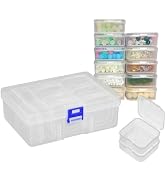 Cofimkate 15pcs Small Bead Organizer Box with Hinged Lids, 2.2x2.2x0.79 Inch Clear Plastic Storag...