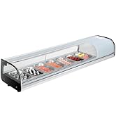 VEVOR Sushi Display Case Refrigerator, 2.5 Cu.ft Commercial Sushi Case, 7-Pan Countertop Showcase...