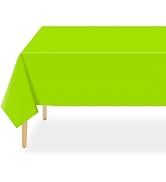 QIKSION 2 Pack Lime Green Plastic Tablecloth Disposable Table Covers Green Table Cloths for Parti...