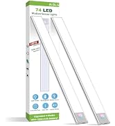 BLS Under Cabinet Lights, 74 LED lights Battery Operated Motion Sensor Light Indoor, USB C Rechar...