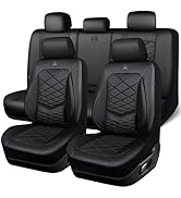 CAR PASS Luxury Nappa Leather Seat Covers Full Set, Water Resistant Faux Leather Seat Covers with...