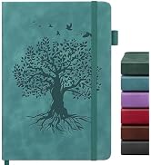 ALKALO Lined Journal Notebook for Women Men, A5 Hardcover Leather Journals for Writing, 200 Pages...