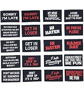 U-Sky Sew or Iron on Patches, Pack of 20pcs Various Slogan Design Letter Patches for Clothing, Ir...