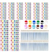 60 Pack Mini Acrylic Paint Set, 12 Colors Washable Acrylic Paint Strips with 120Pcs Painting Brus...
