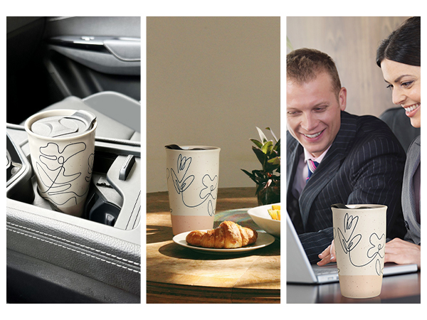 ceramic coffee mug with lid marble travel mug insulated mug to go reusable double wall porcelain