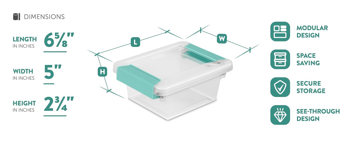 Sterilite Mini Plastic Stackable Storage Bin w/ Clear Latch Lid, Clear (12 Pack) FI 6