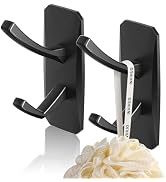 INVIHUG Adhesive Hooks, Heavy Duty Black Adhesive Towel Wall Hooks for Coat, Robe, Loofah, Shower...