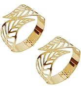 2 Pack Gold Curtain Tiebacks Creative Aluminum Alloy Spring Design with Gold Leaf Pattern, Hollow...