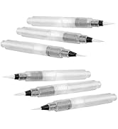 6Pcs White Water Coloring Brush Pens, Aqua Pen Brush for Watercolor Painting, Water Soluble Penci...
