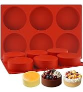 Wilewir 4Inch Round Silicone Mold for Baking, 2Pcs Silicone Muffin Top Pans for Baking Muffin Top...