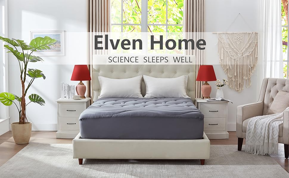 Elven Home grey waterproof mattress pad